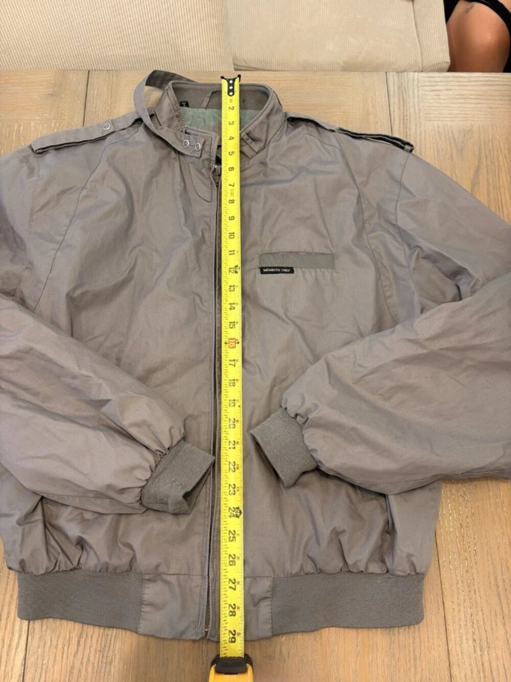 Vintage 90s Members Only Men's Large Size 46 Taupe Zip Bomber Windbreaker Jacket
